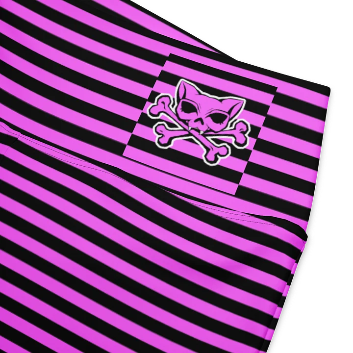 Pink and Blaque Stripped Kat Skull Flares product image (2)