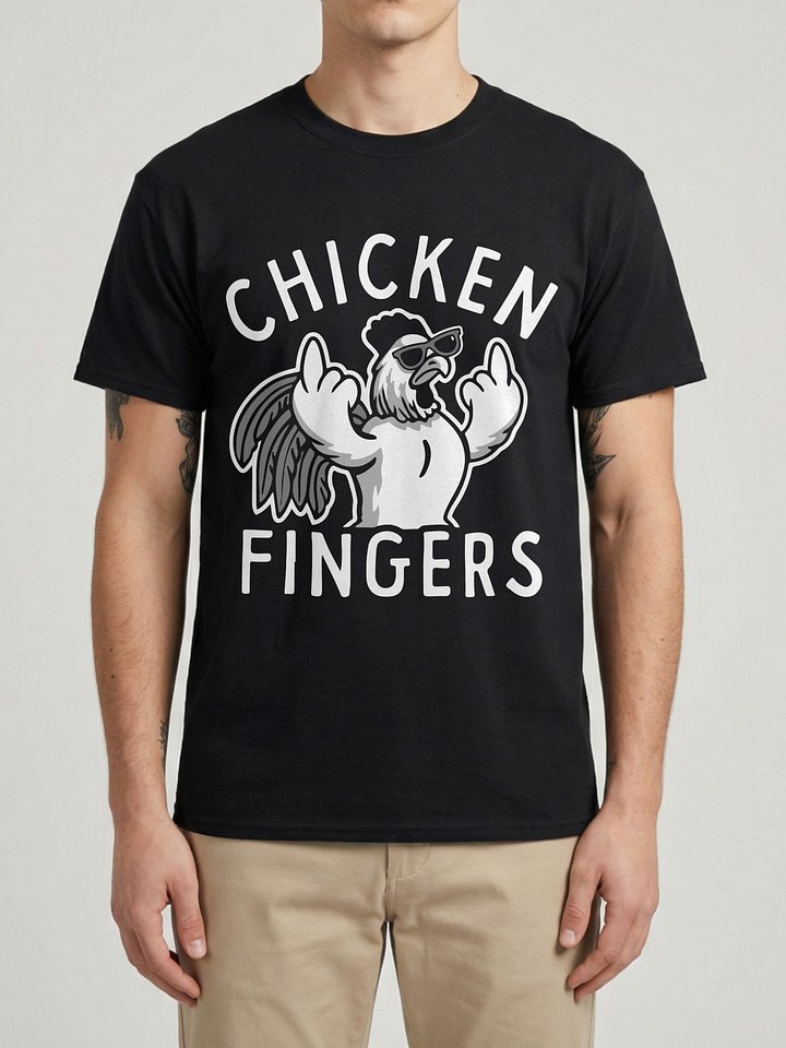 Chicken Fingers Funny Sarcastic Rooster Middle Finger T-Shirt product image (1)
