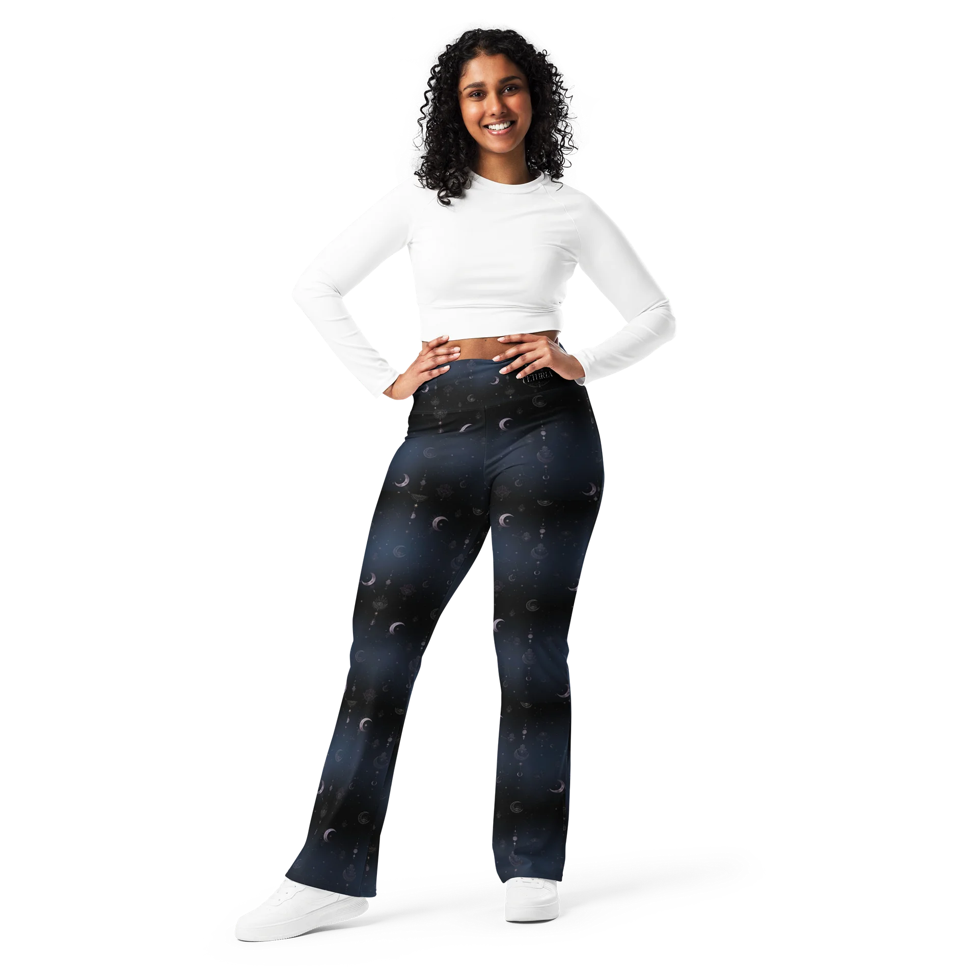Lunar Eclipse Women’s Celestial Flared Leggings | Luxury Yoga Pants product image (9)