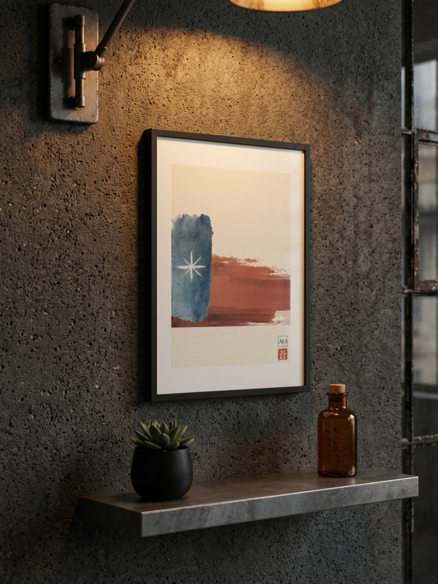 Texas Japanese Ink Art Print | Lone Star Spirit No.10 | Framed Wall Art - AO Japan Blue product image (5)