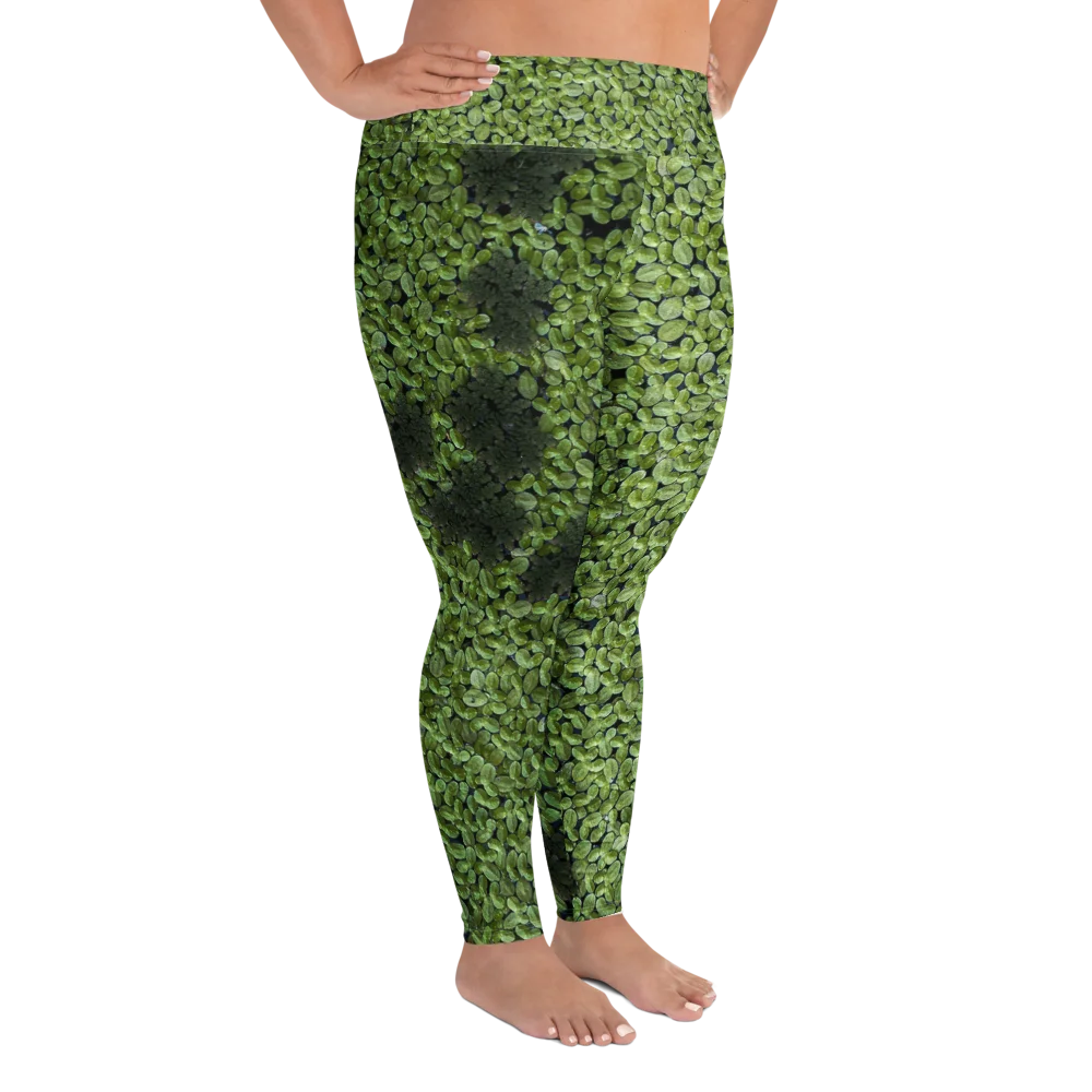 Verdant Life Plus Size All-Over Print Botanical Green High-Waisted Leggings product image (4)
