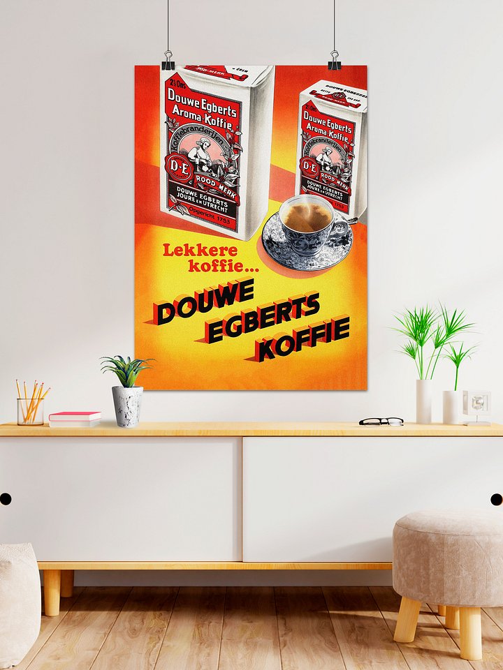 Coffee retro poster (Dutch/Holland), 1950s — coffee vintage poster, coffee print, kitchen art, retro poster, vintage art product image (1)