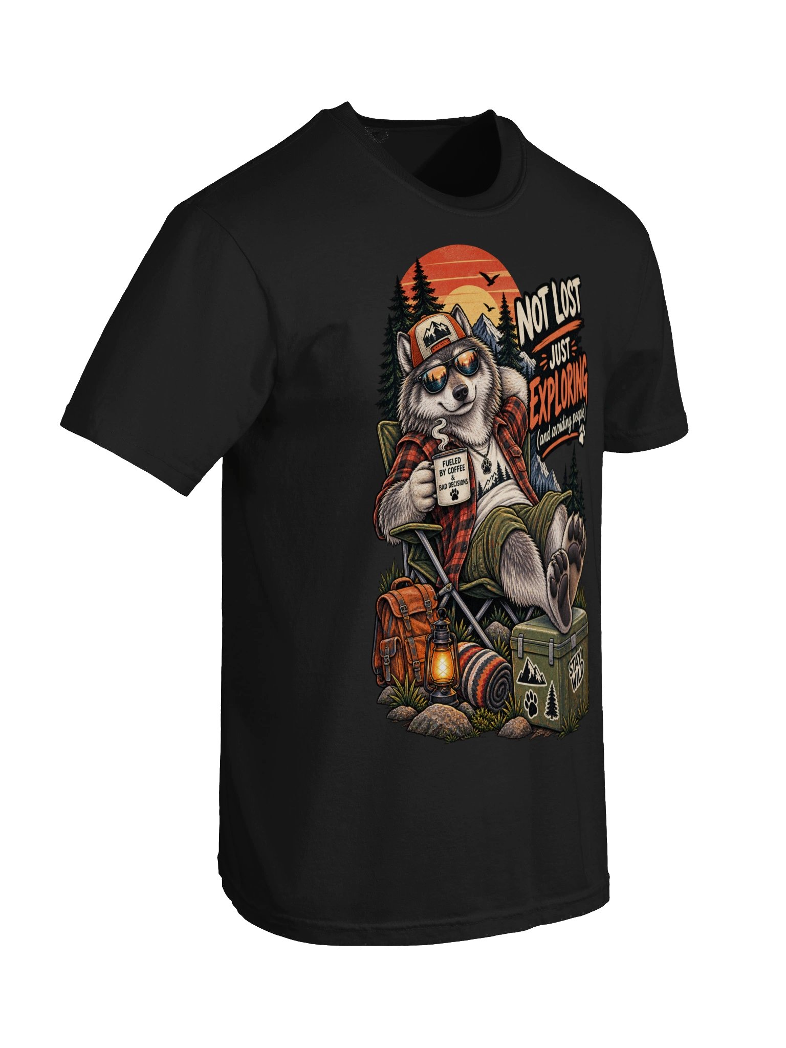 Wolf I Am Not Lost Just Exploring - Sarcastic Funny Animal Lover T-Shirt | Witty Wolf Humor Tee product image (6)