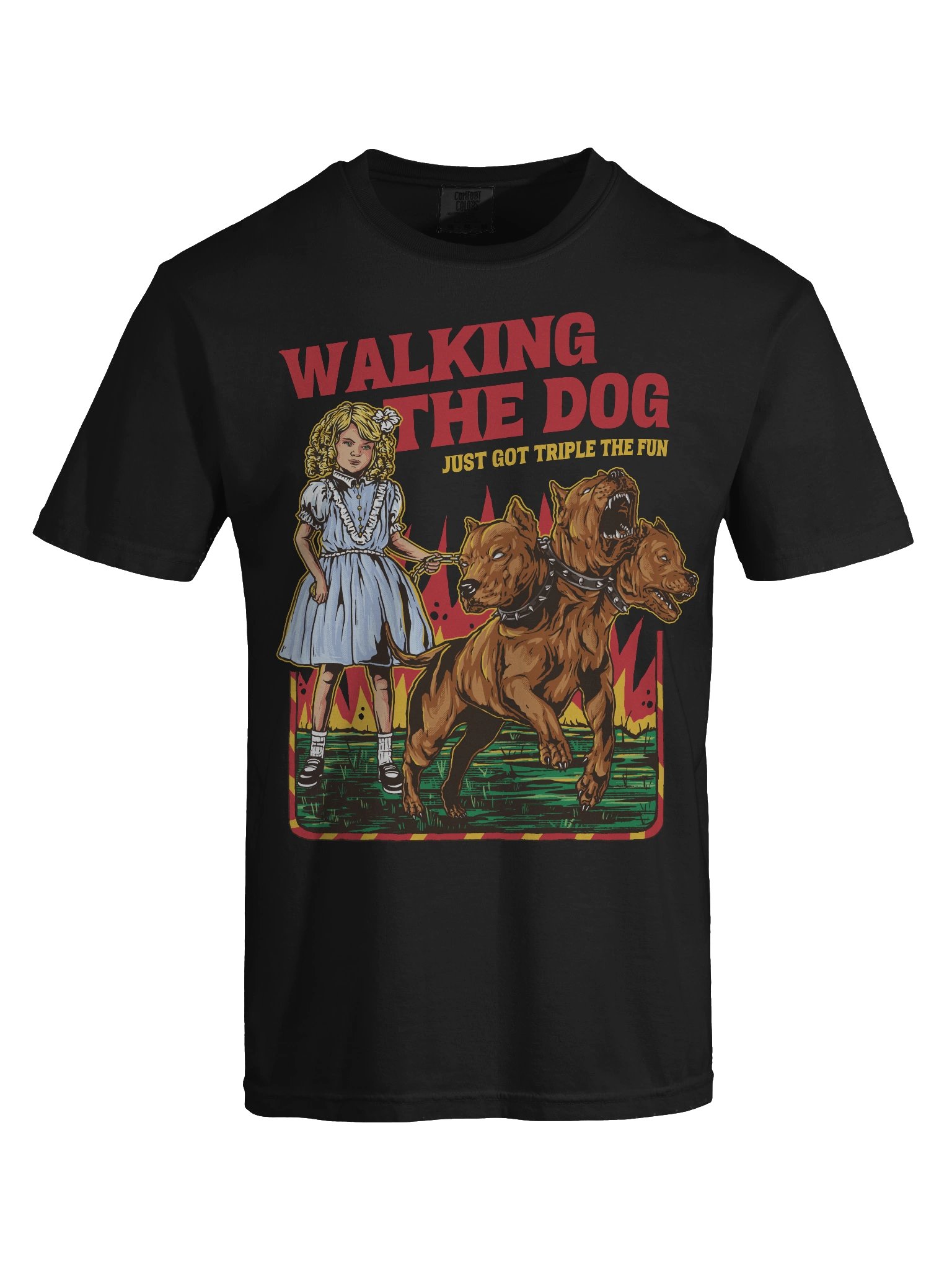 Cerberus Walking The Dog Graphic T-Shirt product image (21)