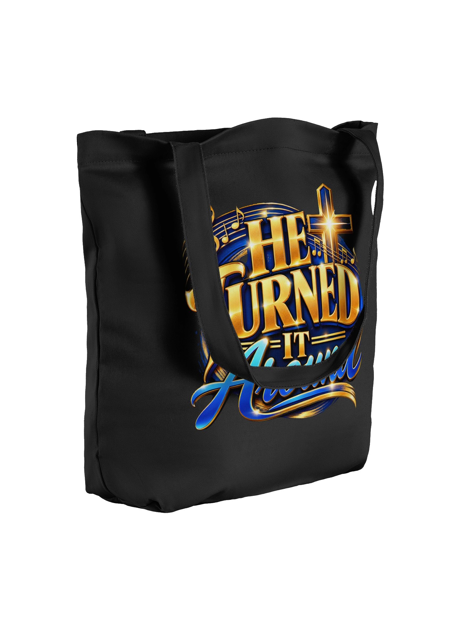 He Turned It Around Cross Music Tote product image (4)