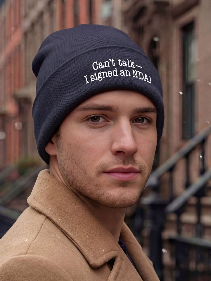 Can’t talk—I signed an NDA! Embroidered Cuffed Beanie – Soft & Cozy Unisex Accessory for Everyday Elegance product image (1)