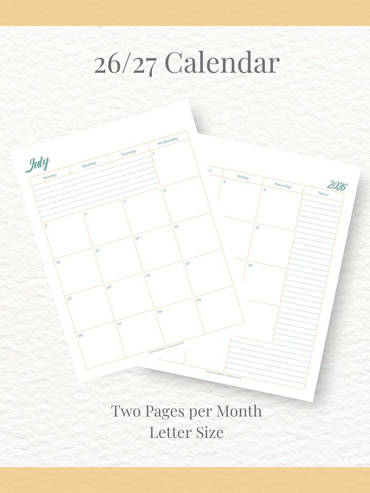 Sunshine Skies - 26/27 Calendar - 2 Pages per Month - Letter Size product image (1)