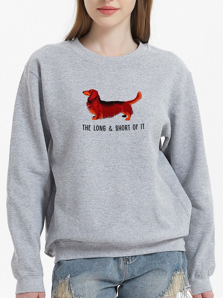 The Long & Short of It Sweatshirt (Embroidered) of a Longhaired Dachshund(Red & Tan) product image (2)