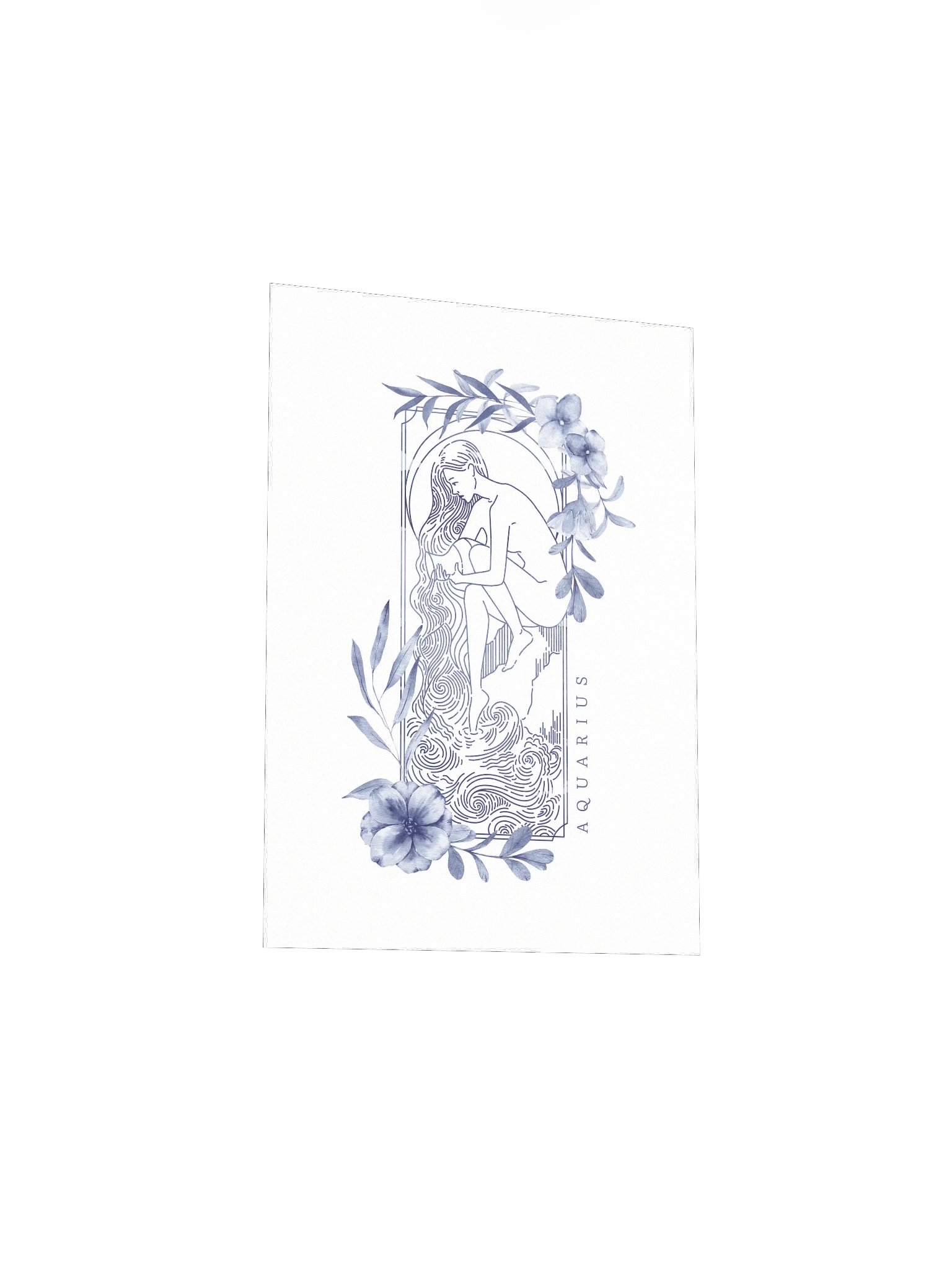 Aquarius Blue Line Art Zodiac Print product image (5)