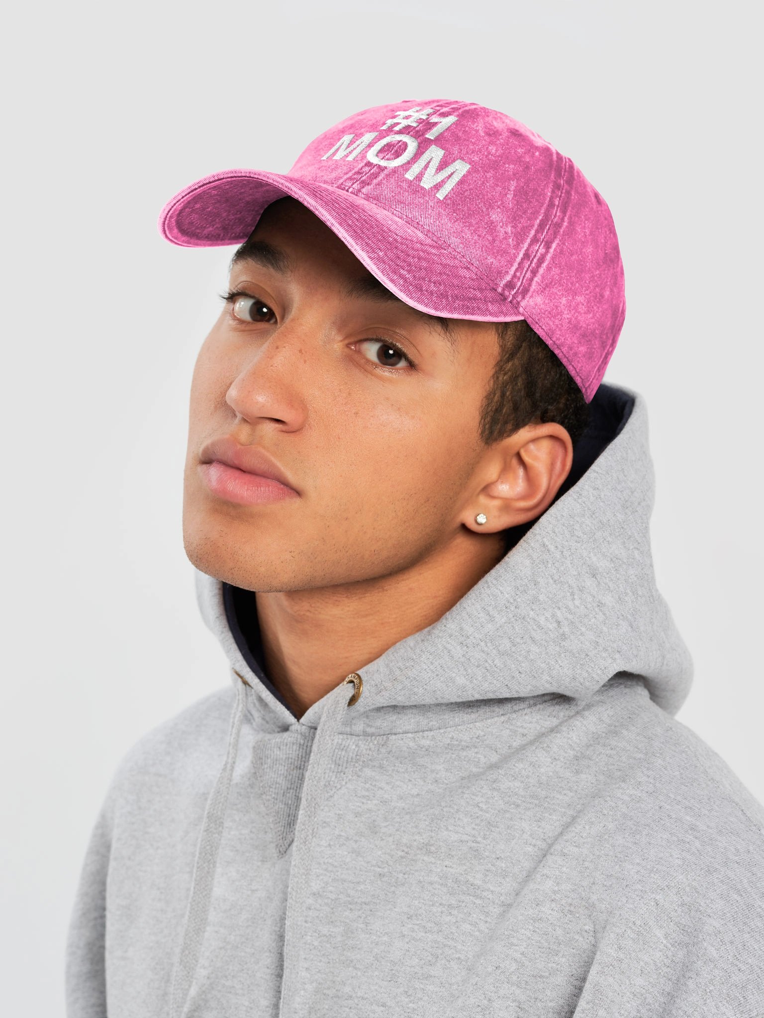 #1 Mom Pink Vintage Wash Dad Hat product image (5)