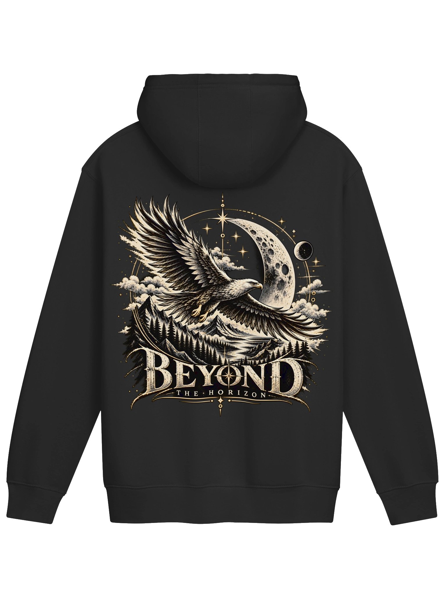 Beyond the Horizon Eagle Hoodie 🦅 Celestial Moon & Mountain Gothic Streetwear Sweatshirt product image (3)