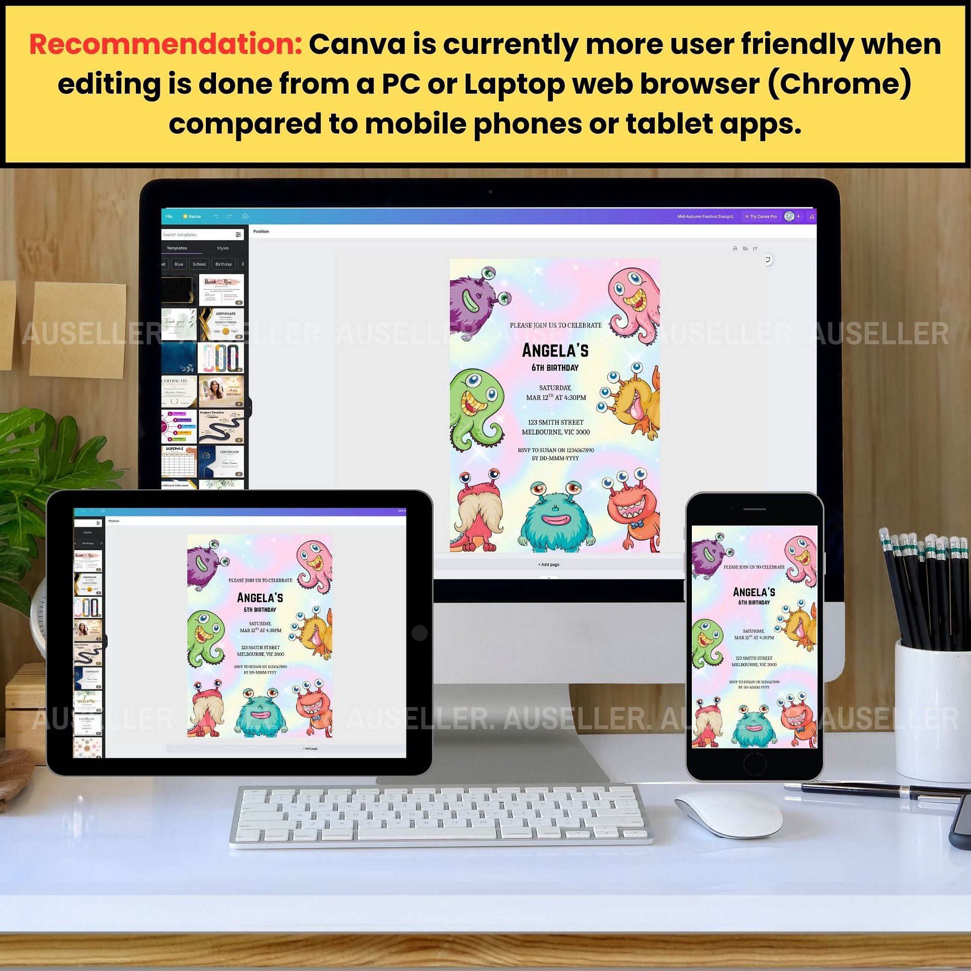 Magic Monsters Birthday Invitation product image (3)