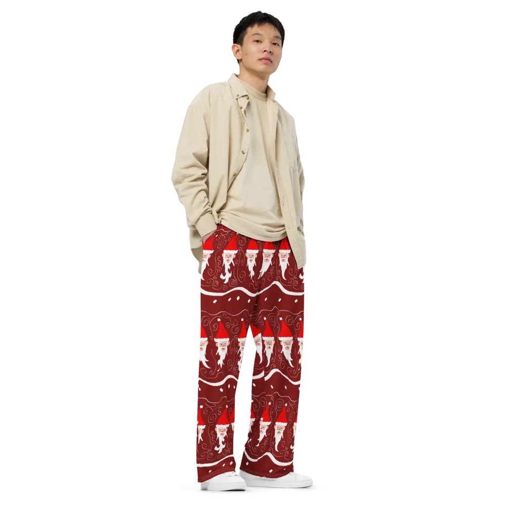 Bearded Santa Pattern Wide Leg Pants product image (3)