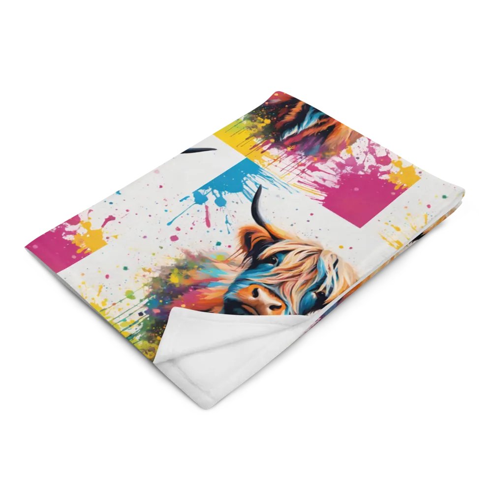 Multi Coloured Paint Splash Highland Cow Blanket product image (5)