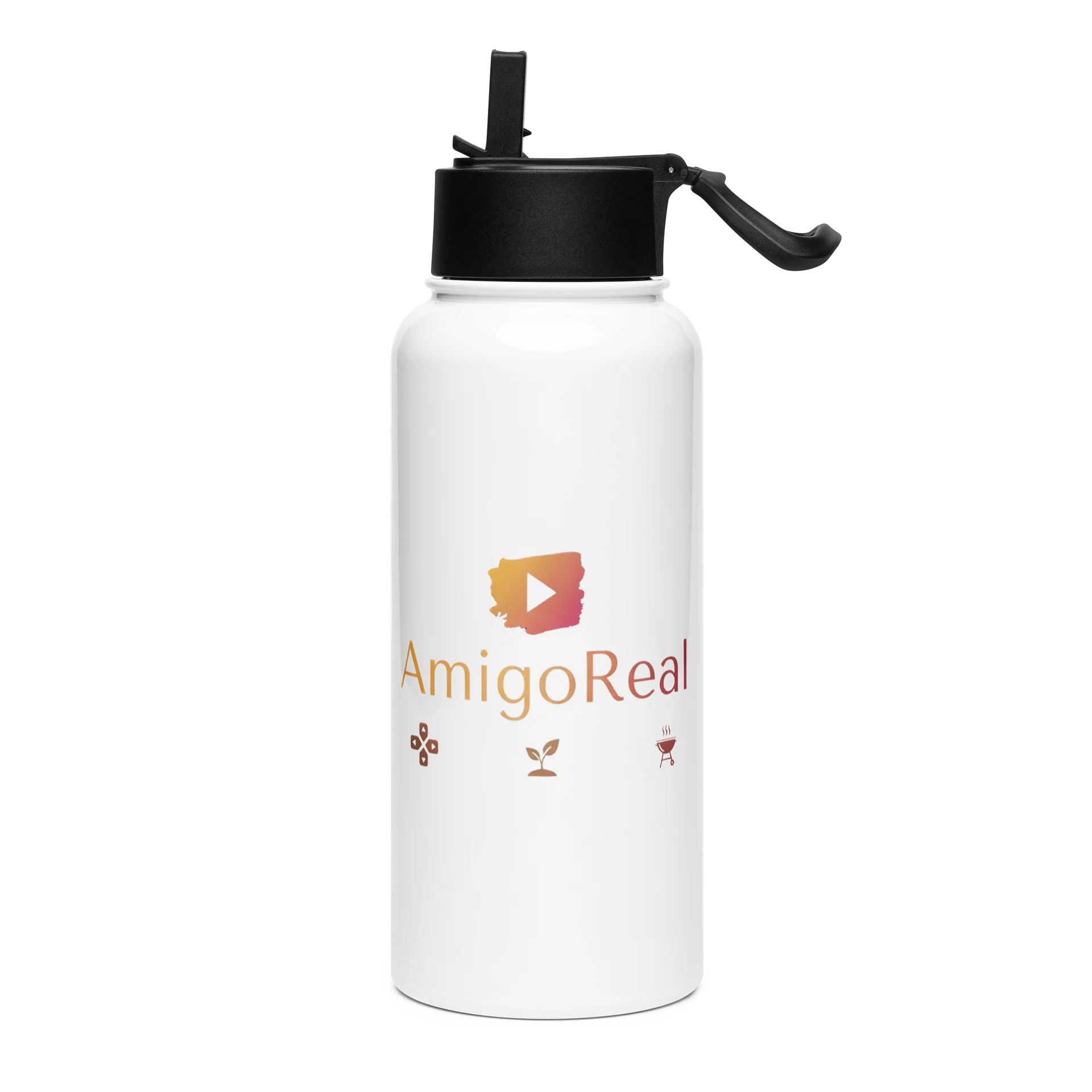 AmigoReal Edelstahl Trinkflasche mit Strohhalm 950 ml product image (3)