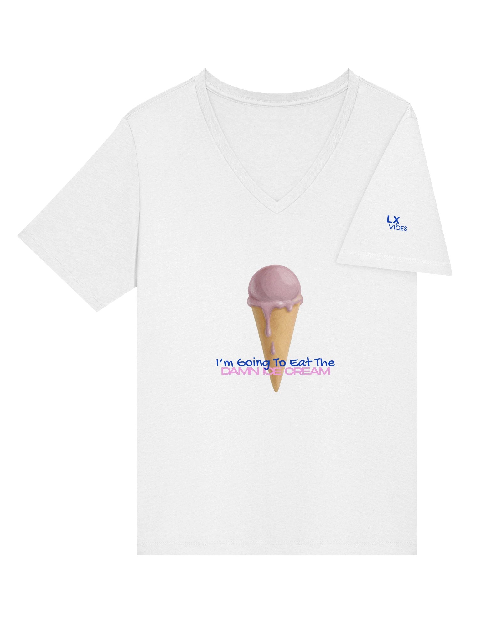 LX Vibes V- Neck T-Shirt Eat The Ice Cream product image (40)