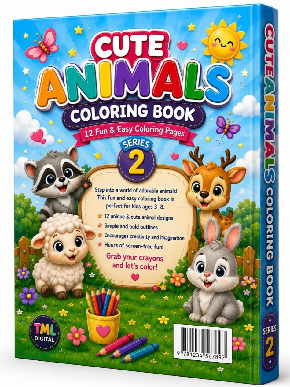 Cute Animals Coloring Book – Series 2: 12 Fun & Easy Coloring Pages for Kids Ages 3–8 product image (6)