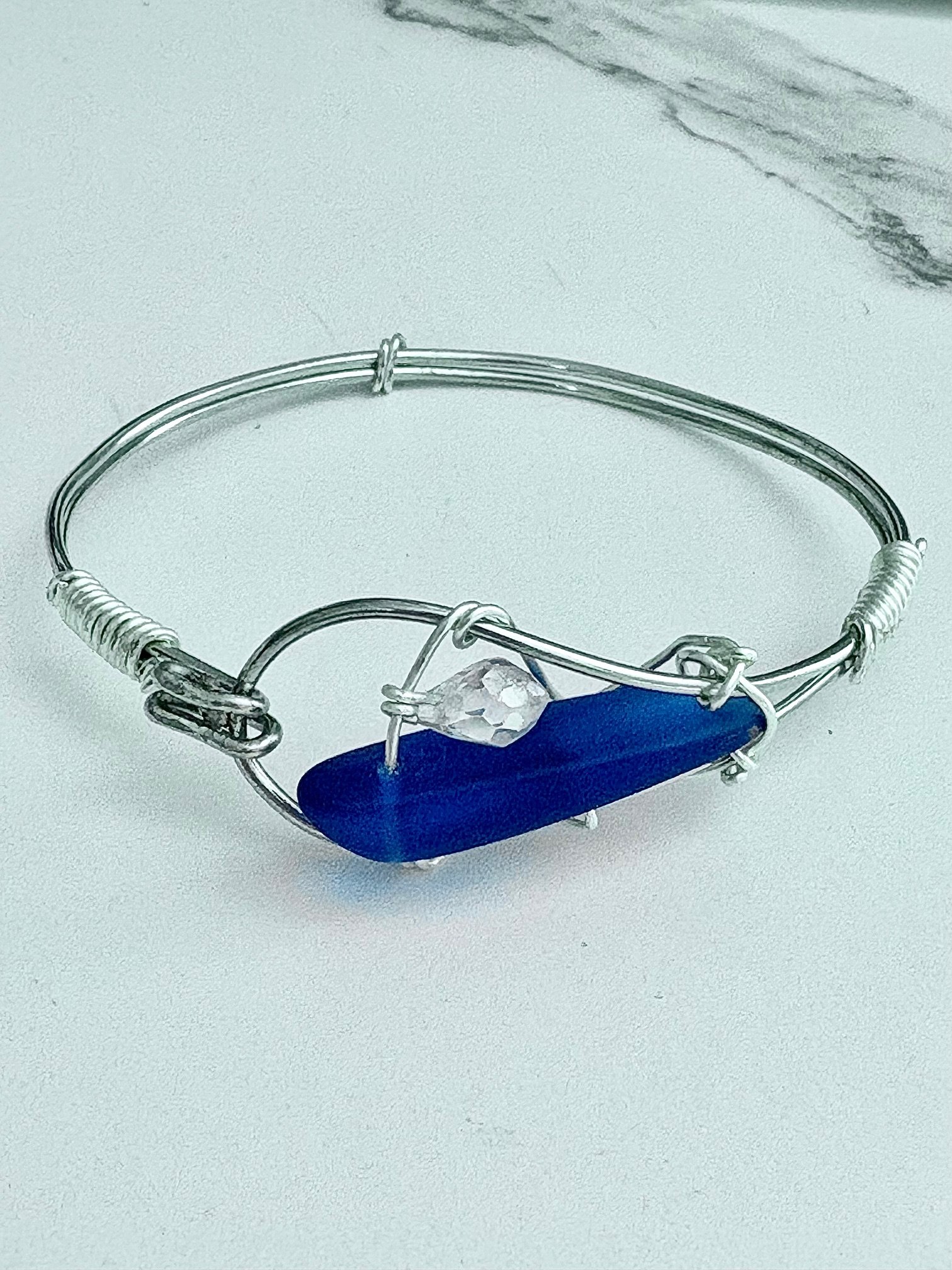 MFD-00075 | Ocean Whispers Wire-Wrapped Sea Glass Bracelet | Handmade 6.75" Coastal Charm by Monique Faella Designs™ product image (9)