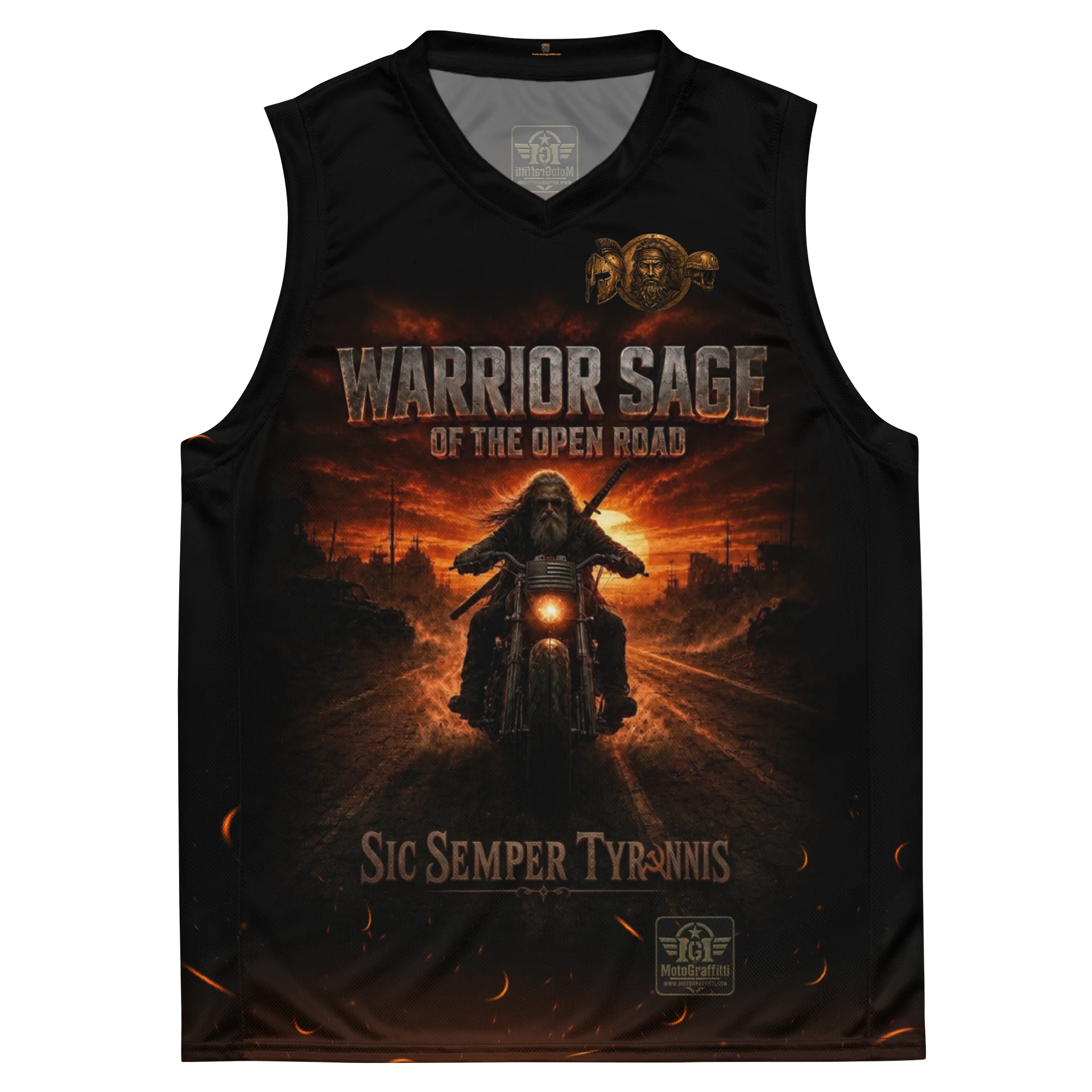 MötoGraffitti "Sic Semper Tyrannis" Sleeveless Moisture Wicking Riding Tee product image (2)