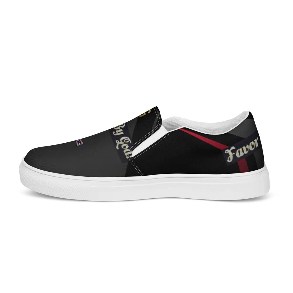 BBG Diamond Cross Black with Red Stripe Men's Slip Ons product image (5)