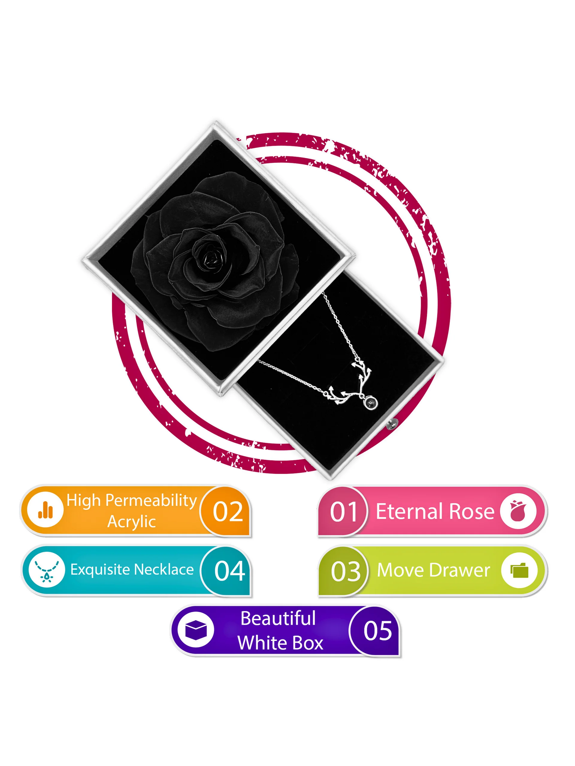 Eternal Rose Gift Box with "I Love You" Necklace – 100 Languages product image (3)