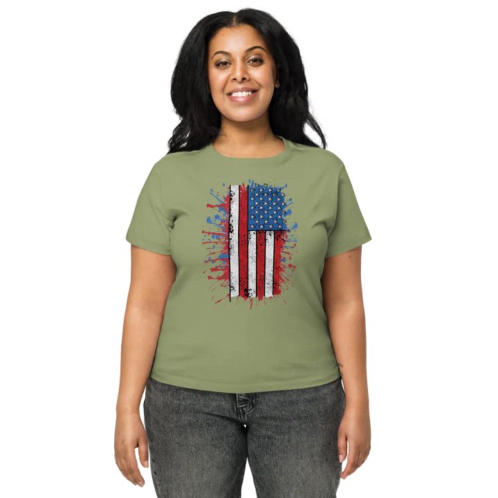 Womens Stars & Stripes Splatter Short Tee product image (1)