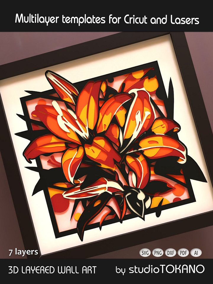 Tiger Lily Shadow box SVG product image (2)