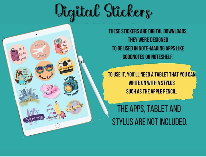 Digital Travel Stickers For GoodNotes product image (2)