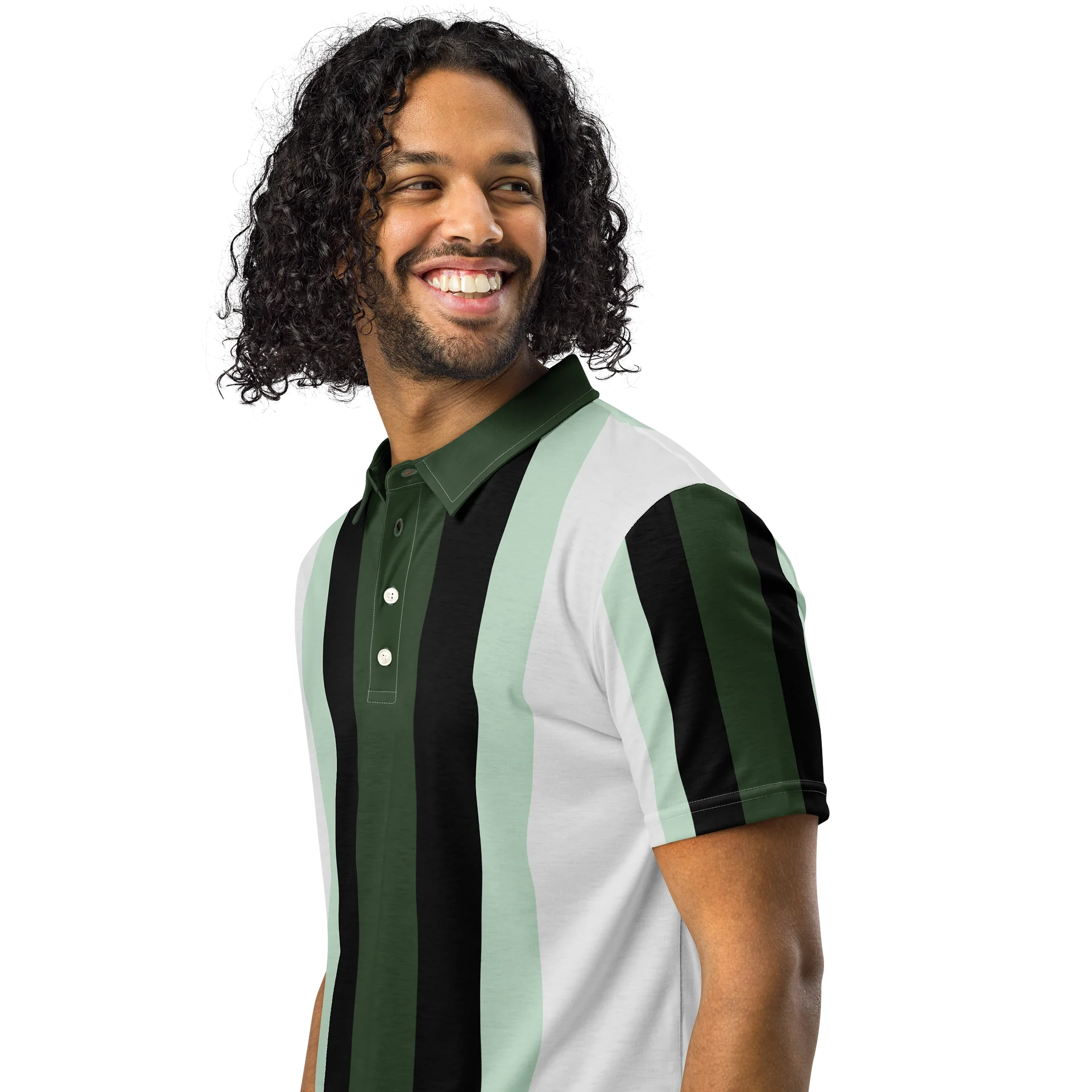 F&F Stripe Slim Fit Polo Shirt (GRN) product image (2)