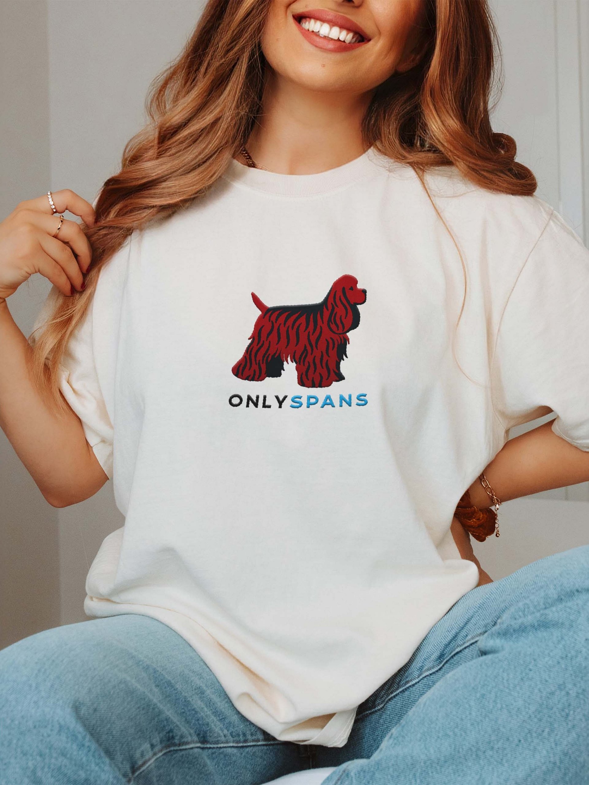 Only Spans T-Shirt(Embroidered) of an American Cocker Spaniel(Liver) product image (2)