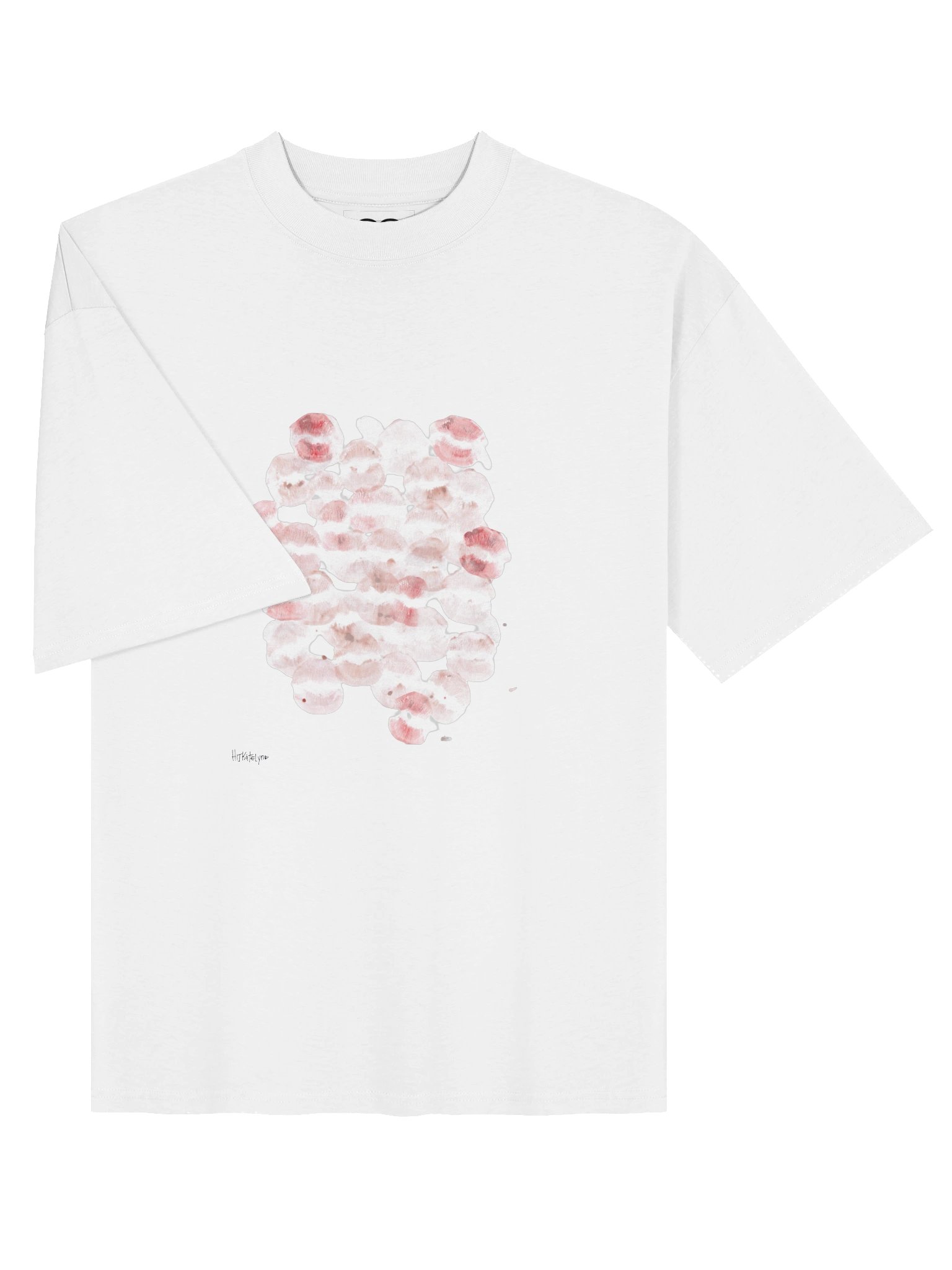 Hijkatelyn Real Kiss Mark Scatter Oversized Tee (White) product image (3)