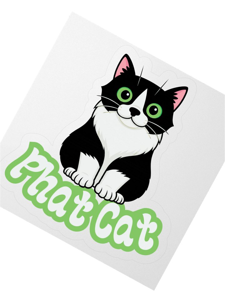 Small Phat Cat Sticker (Green) product image (2)