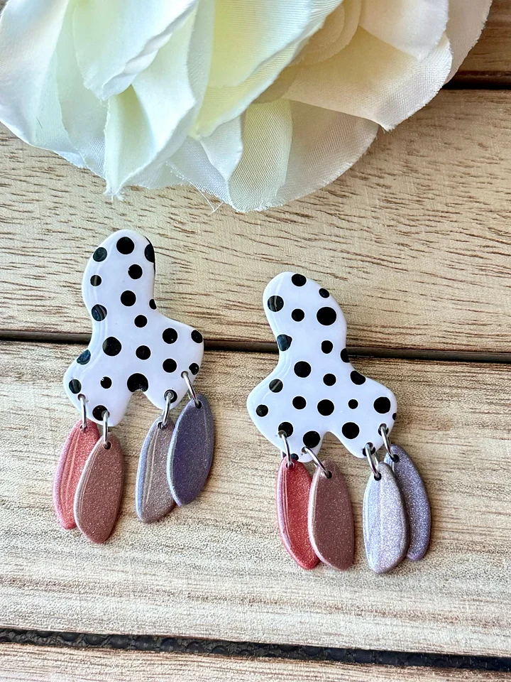 Modern Polka Dot Dangle Earrings – Handmade Clay Statement Drops product image (2)