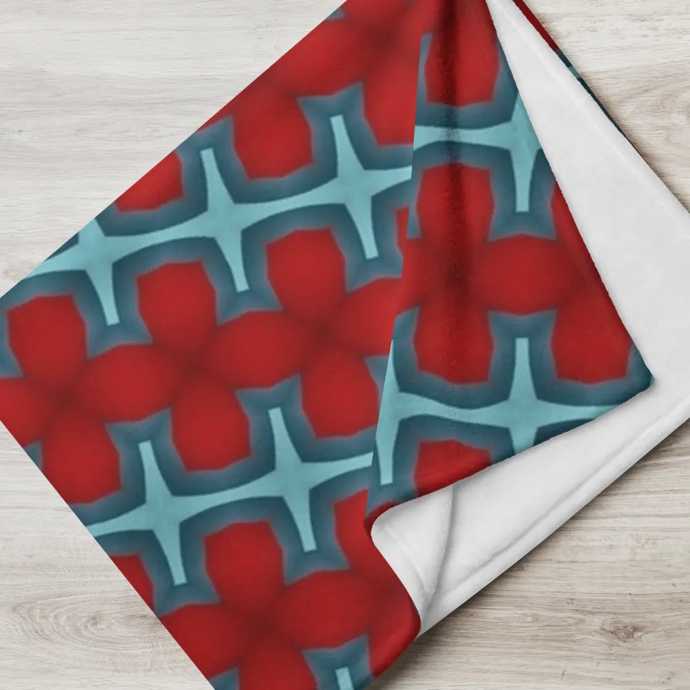 Red & Blue Diagonal Floral Throw Blanket product image (7)