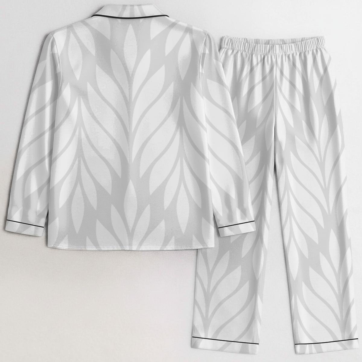 Elegant Leaf Pattern Satin Pajama Set product image (2)