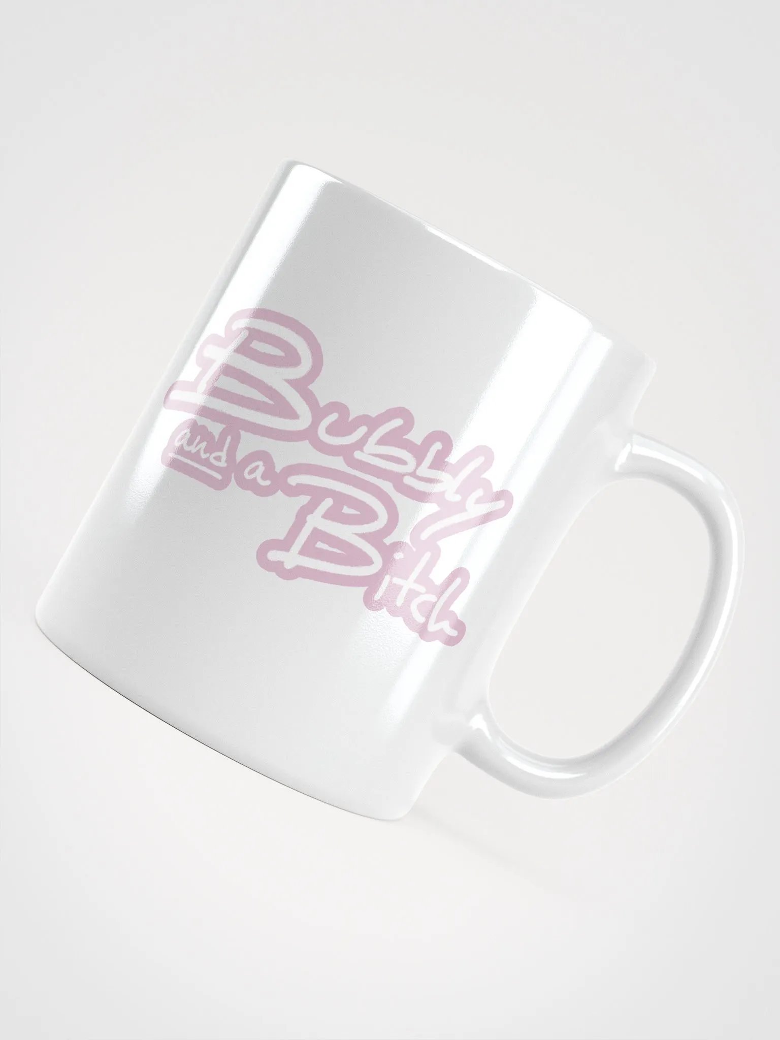 Bubbly and a B*tch (lined design, #E1B9CE) glossy white mug product image (8)