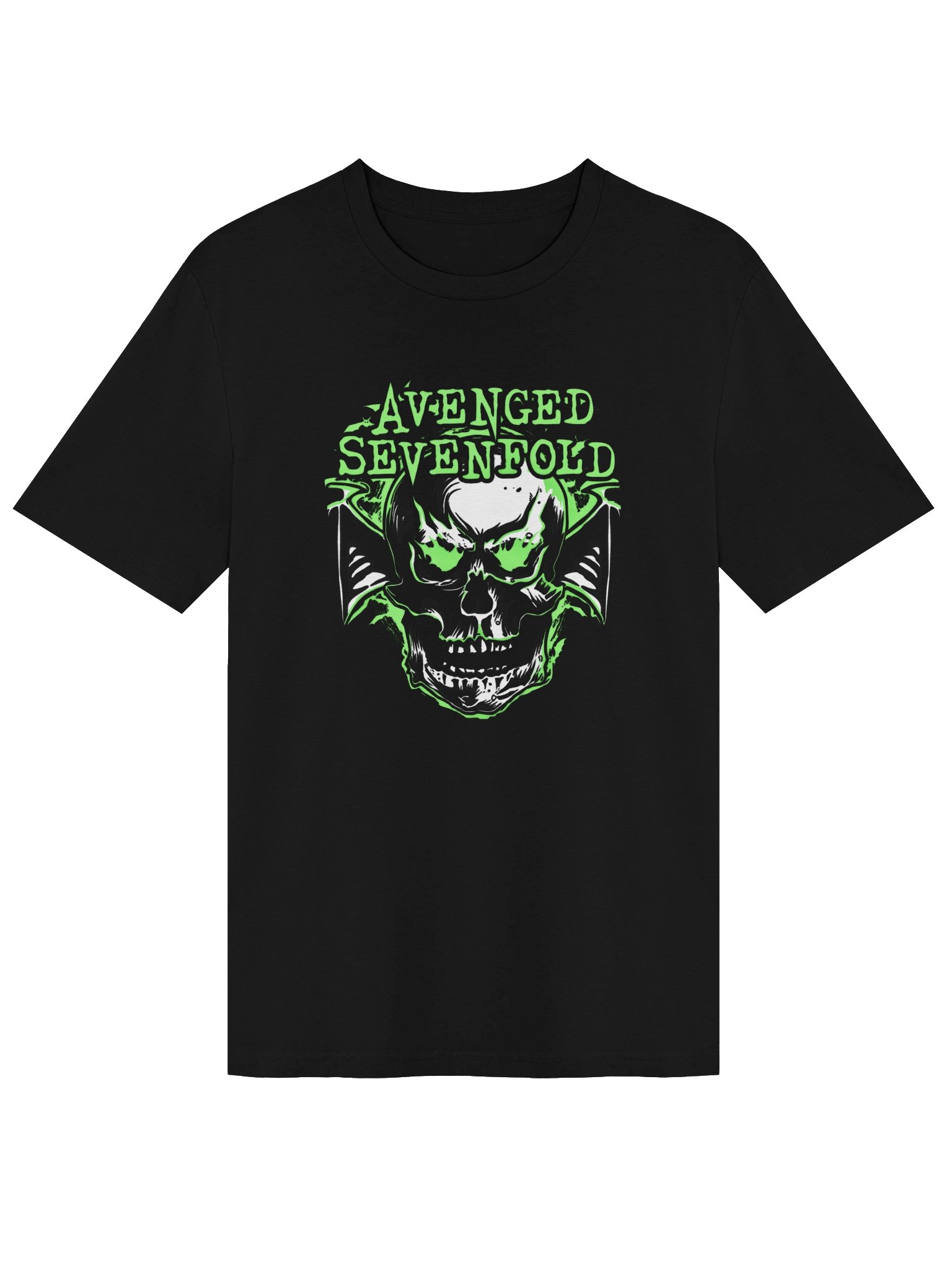 Avenged Sevenfold Deathbat Neon Green T-Shirt | Stanley/Stella Unisex Organic Blank product image (1)