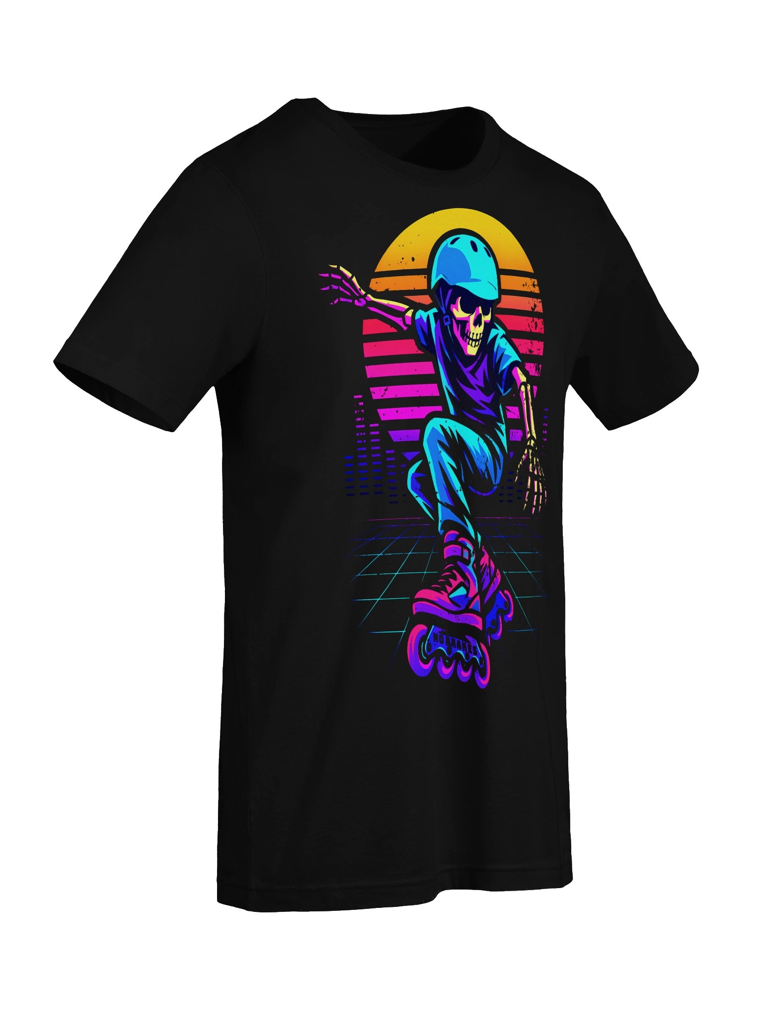Inline Skating Skeleton Skater Shirt Funny Retro 80s Rollerblading product image (2)