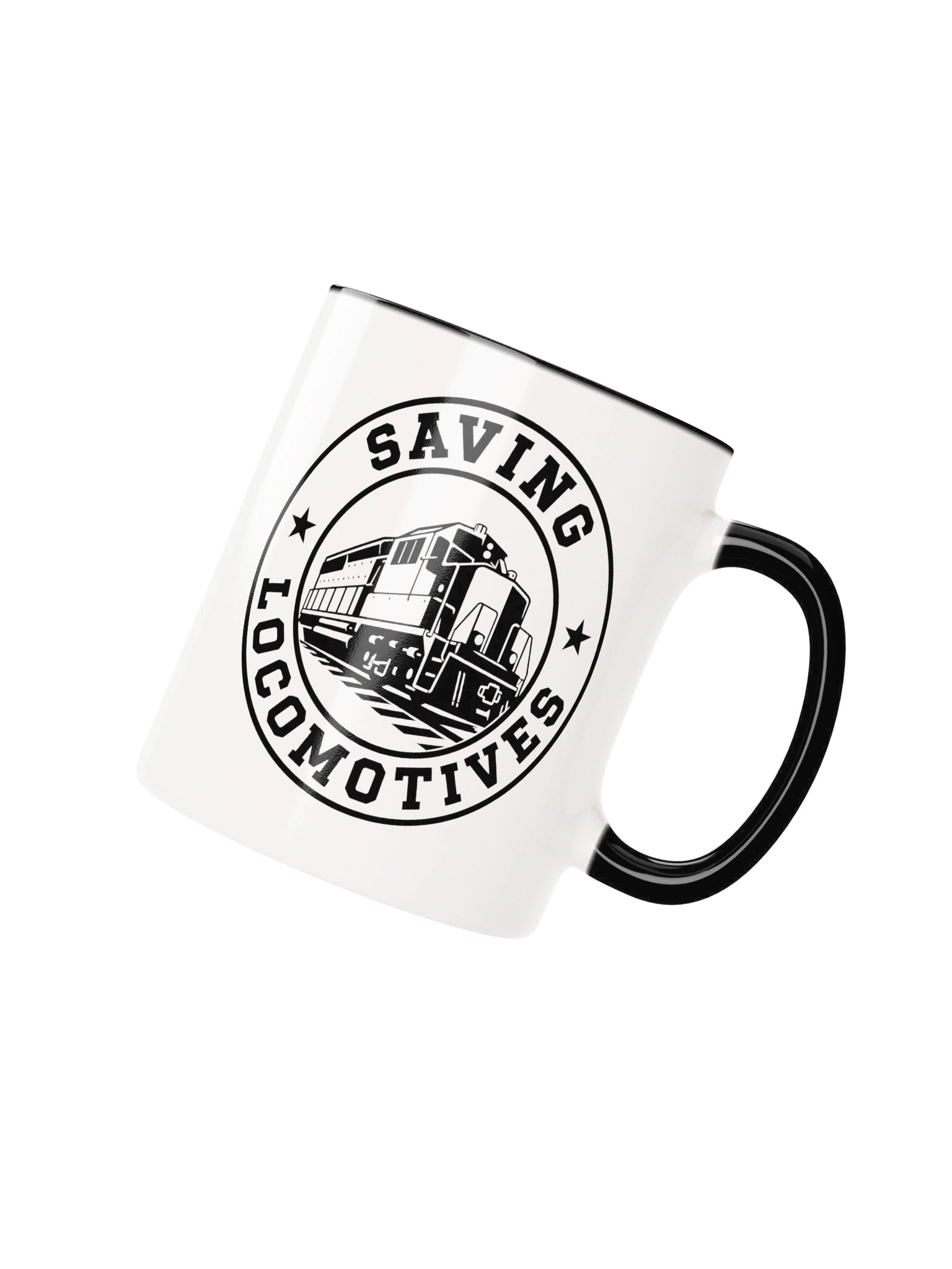 Saving Locomotives White/Black Ceramic Mug product image (2)