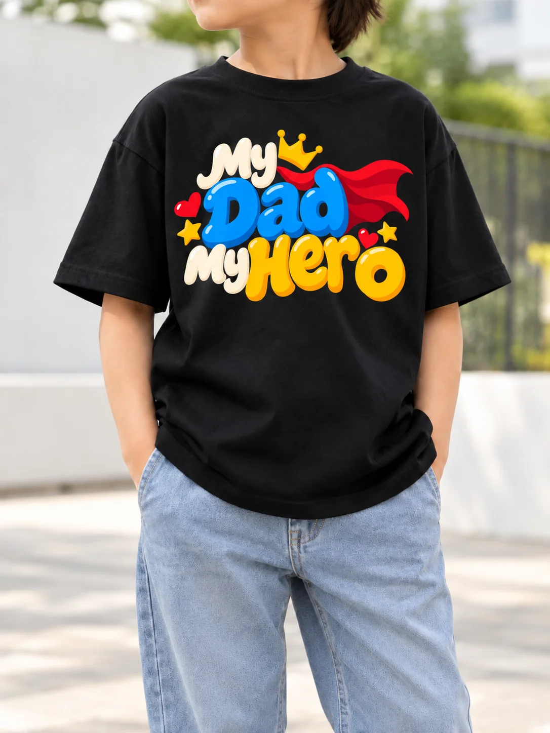 My Dad My Hero digital design for kids' shirts and Father's Day crafts. Includes transparent PNG, outlined vector product image (3)