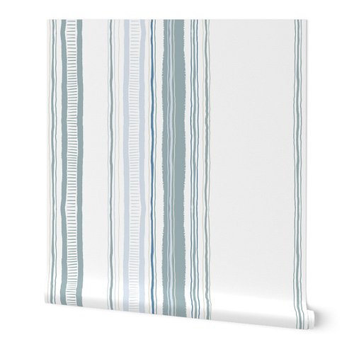 I chose to design a wide hand drawn stripe for @spoonflower 's Modern Nautical Wallpaper Challenge. Using several shades of b...
