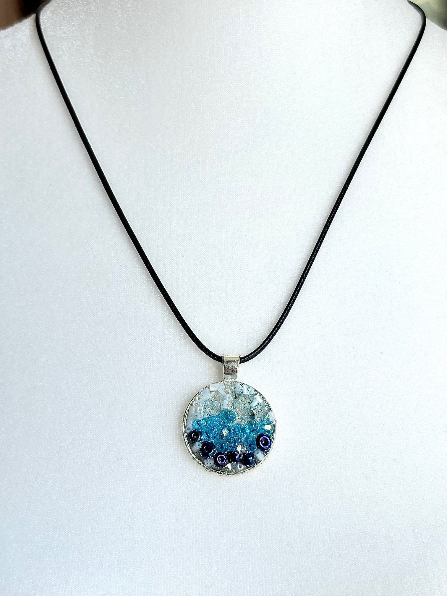 MFD-00008 | Ocean Dreamscape Pendant Necklace | Handmade Gradient Bead Art | Coastal Charm Jewelry by Monique Faella Designs™ product image (2)