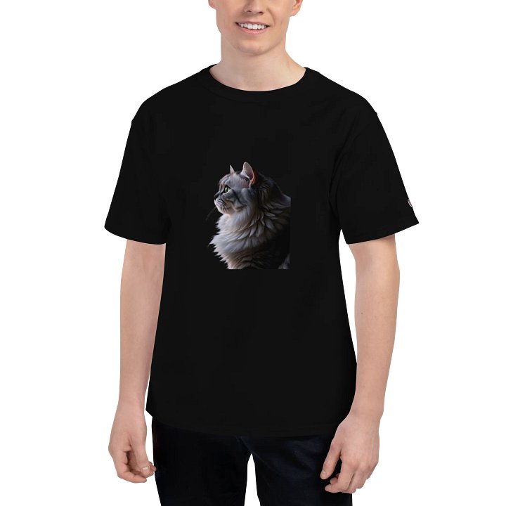 Fluffy Cat Gray Champion T-Shirt product image (1)
