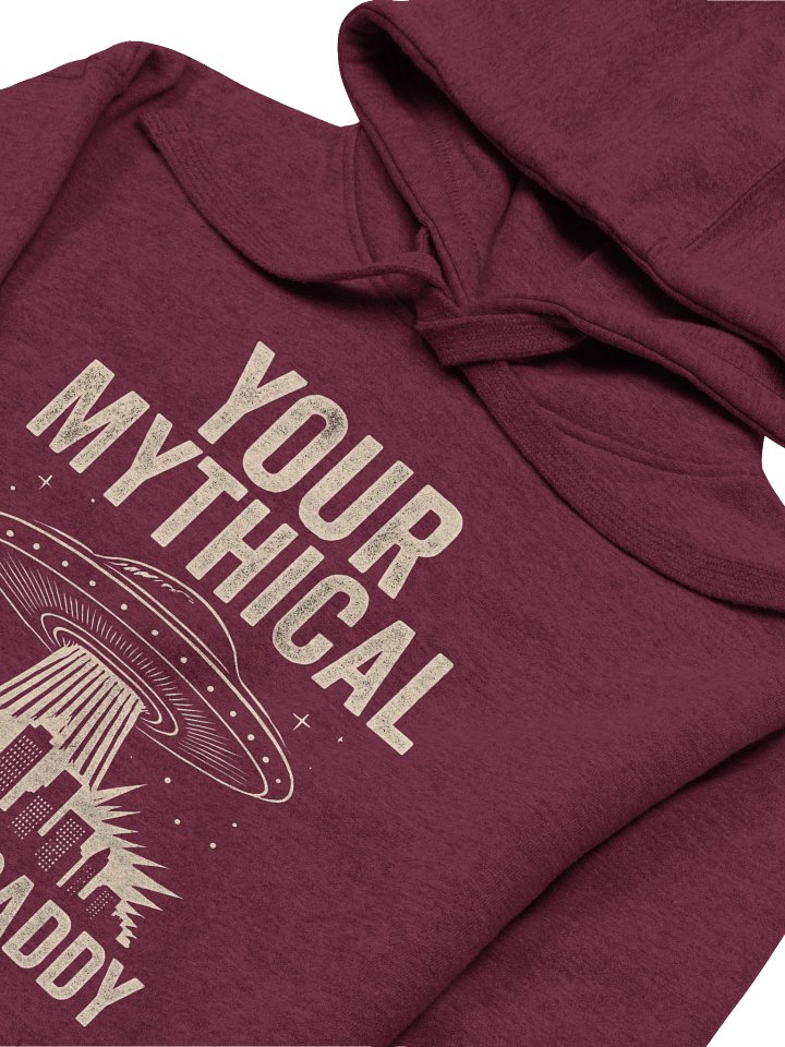 "Your Mythical Space Daddy" Hoodie – Dark Sci-Fi Cityscape Graphic Hoodie | Funny Sarcastic Alien Humor Hoodie product image (1)