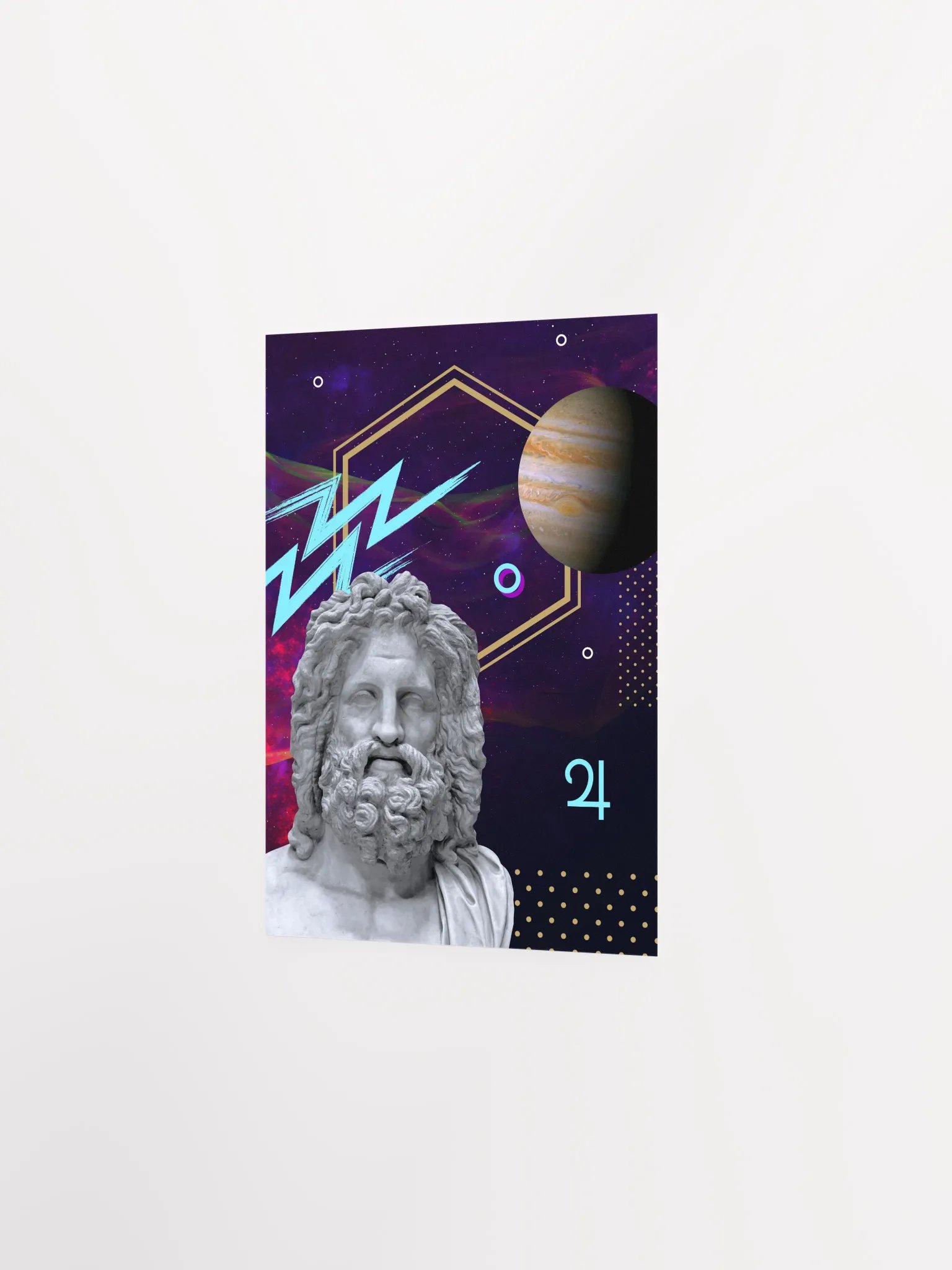Vaporwave poster: Synthwave Gods and Planets - Jupiter (gr. Zeus) [synthwave/vaporwave/retrowave/cyberpunk] — aesthetic poster product image (8)