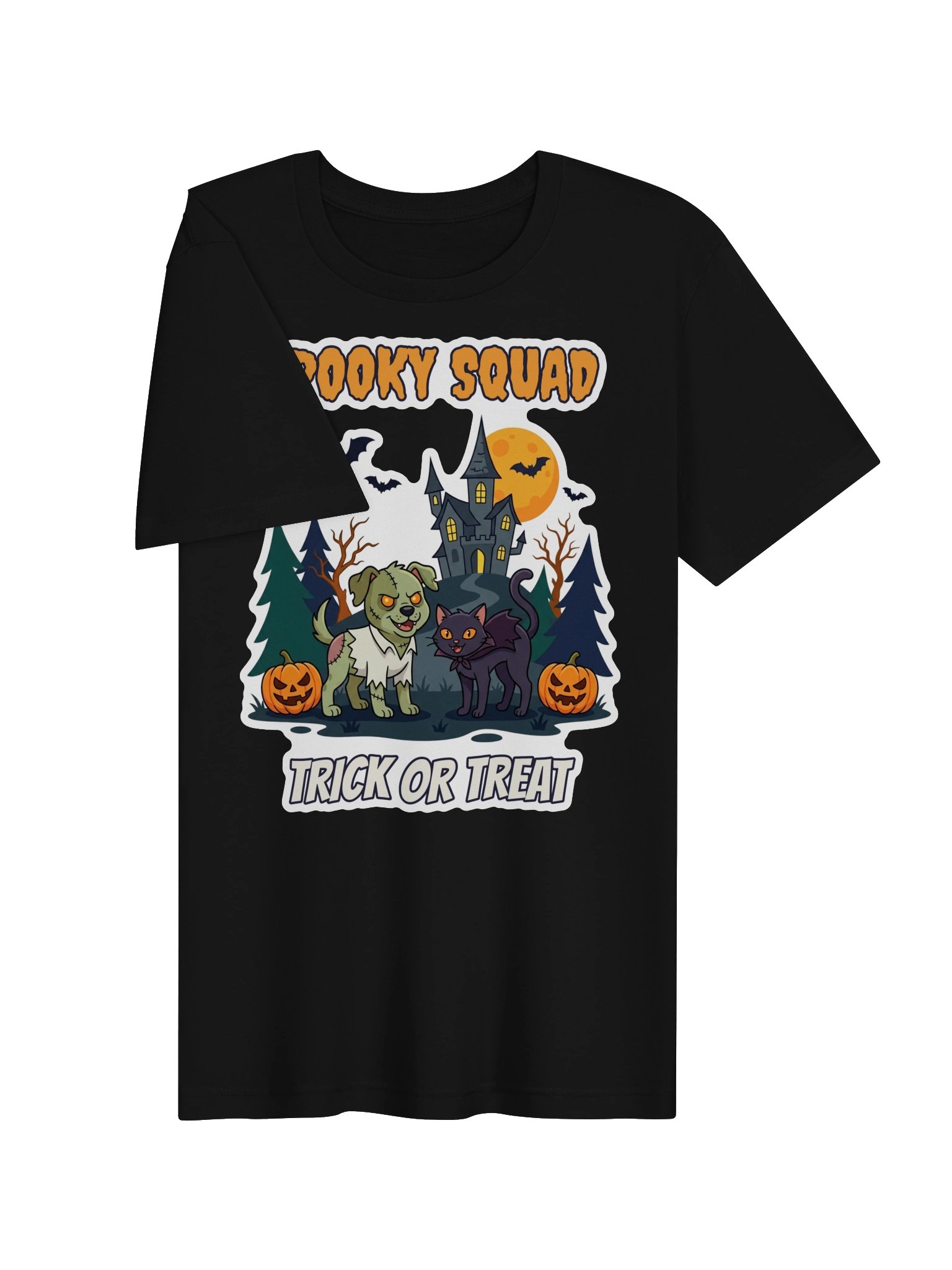 Spooky Squad Halloween T-Shirt – Zombie Dog & Vampire Cat Trick or Treat Tee, Funny Pet Lover Halloween Shirt product image (17)