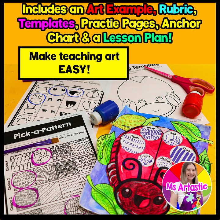 Line Ladybug Art Lesson 2nd Grade Types of Lines Art Project Ladybug Art Activity BTS product image (2)