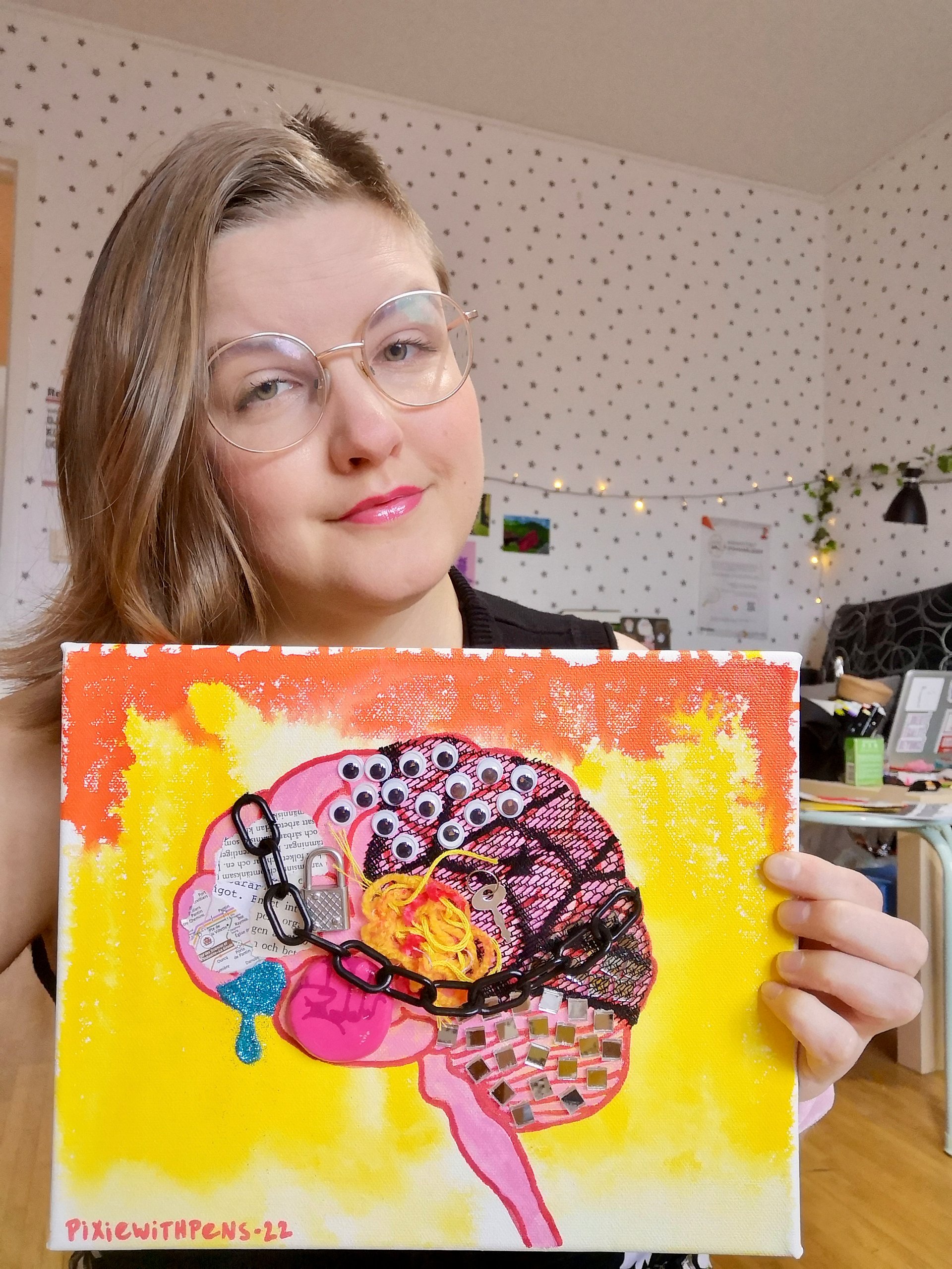 'batshit normal' mixed media on canvas original product image (5)