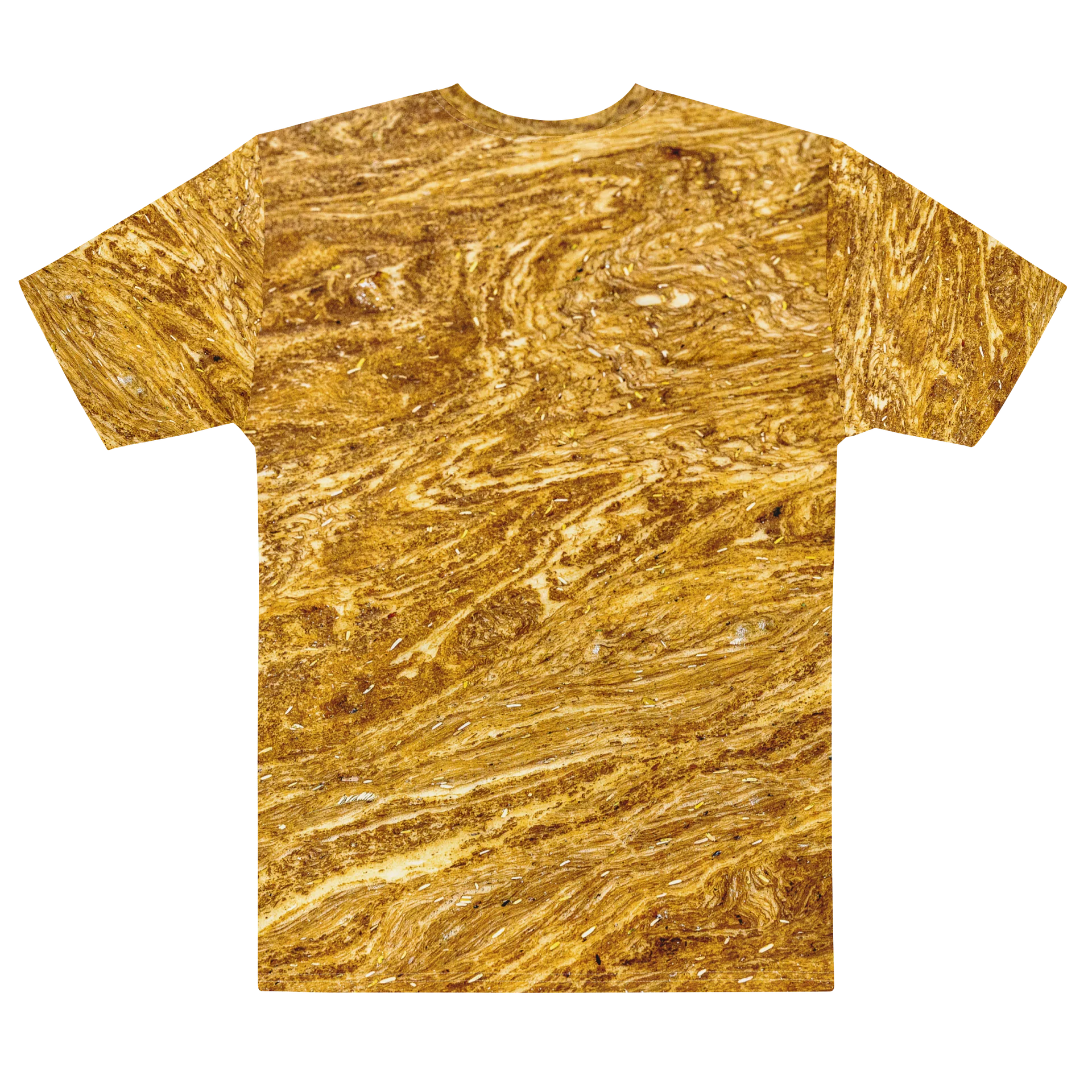 Golden Strata: Earthy Swirl Marble Pattern Men’s Tee | Full Print Golden Ochre Soft Cotton Shirt | Tiger Eye Boho Casual Top product image (2)