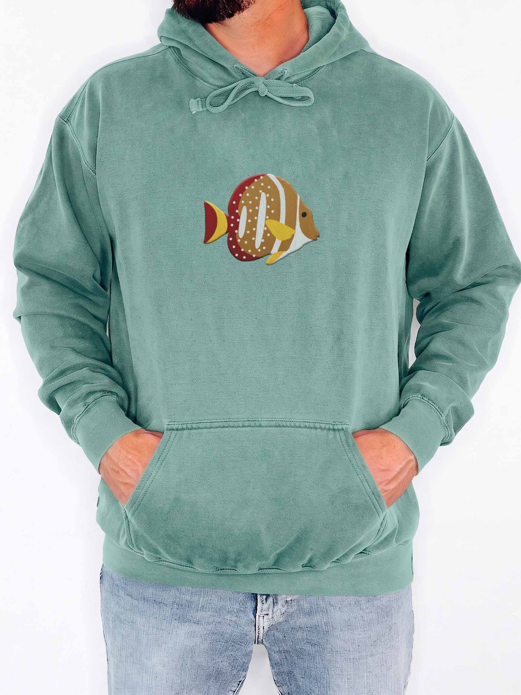 Mustard Tang Embroidered Hoodie | Saltwater Reef Aquarium Fish & Ocean Lover Apparel product image (2)